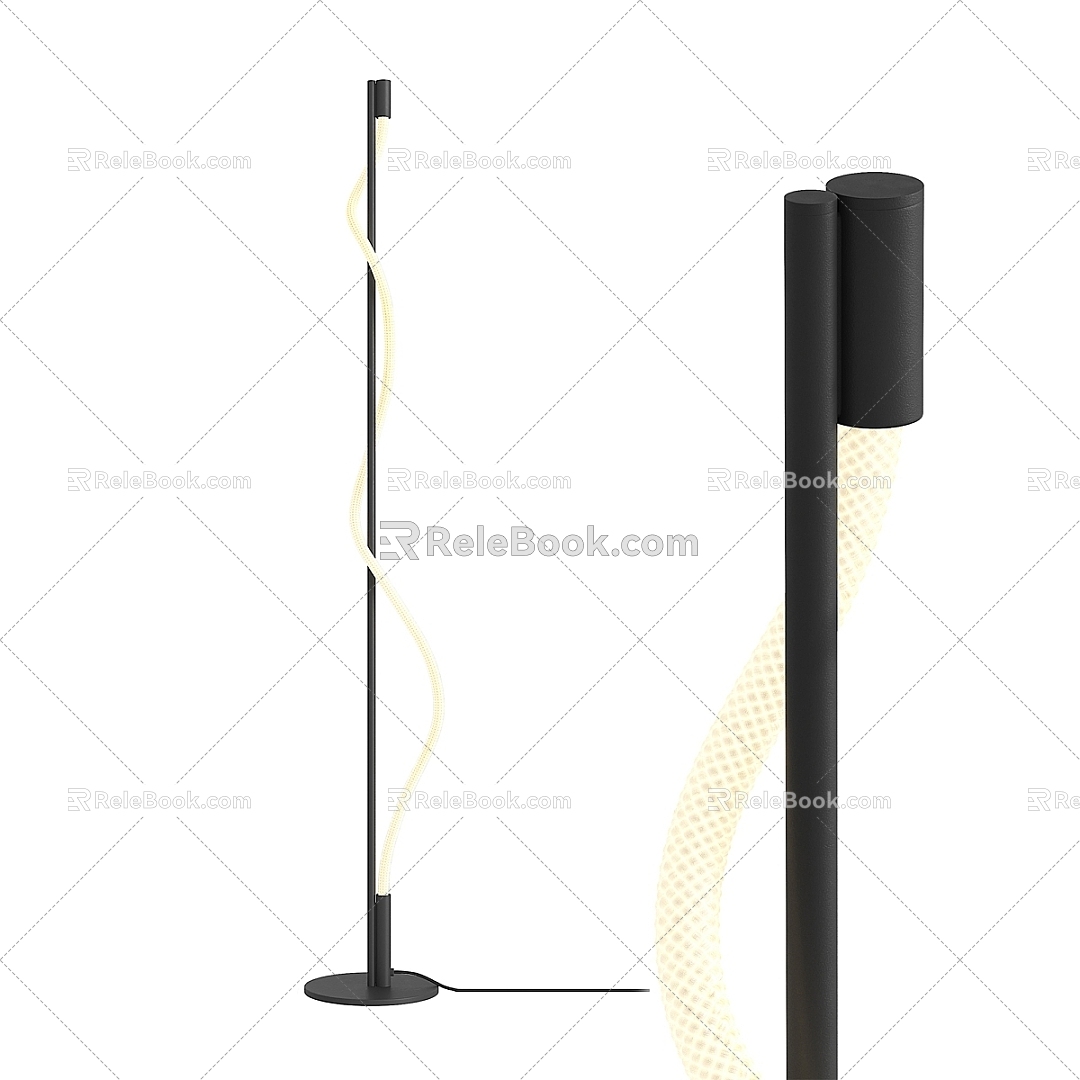 Nordic floor lamp simple living room creative fashion black minimalist line bedroom study lamp 3d model