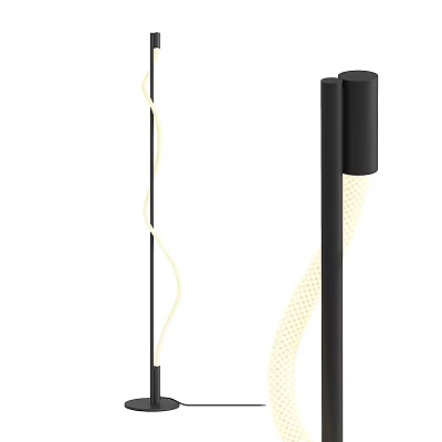 Modern Black Floor Lamp With Curved Design And Soft Glowing Illumination 3d model