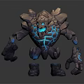 Stone Elemental Creature With Glowing Blue Patterns For Game Movie Character 3d model