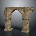 Antique Stone Arch Structure With Brick Columns And Historical Architectural Design 3d model