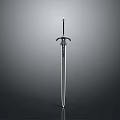 Classic Metal Sword With Decorative Hilt And Sharp Blade Standing Upright
