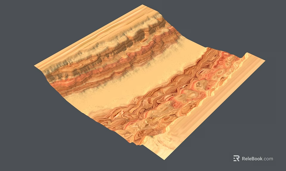 Natural Landscape With Layered Rock Formations And Warm Earthy Tones 3d model 
