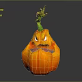 Halloween Pumpkin Game Movie Character With Orange Body Green Stem And Carved Evil Face