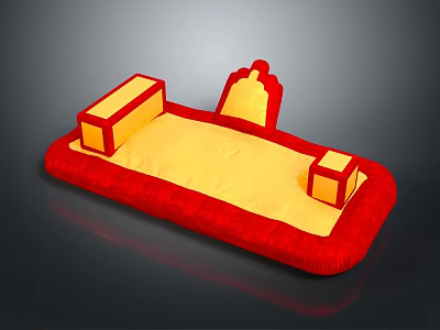 Vibrant Kids Soft Furniture With Red Frame Yellow Play Area And Comfortable Design 3d model