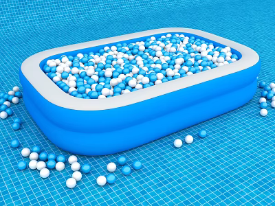 Blue Inflatable Pool Filled With Blue And White Balls For Kids Play Equipment 3d model