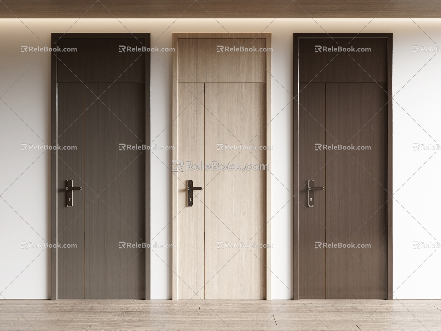 New Chinese Door Room Door Bedroom Door Swing Door Single Door Wooden Door 3d model