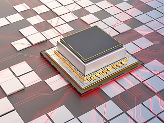 Creative sci-fi chip scene technology decoration line 3d model
