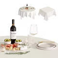 Elegant Decorative Ornament Set With Wine Glass Cheese Olives Candle Plates For Dining Table