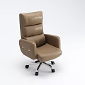 Comfortable Leather Office Chairs With High Back Armrests And Wheeled Base In Brown And Gray