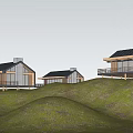 Modern Detached Villa With Hillside Garden Large Glass Windows And Scenic View