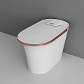 Sleek Modern White Toilet With Rose Gold Edge Trim And Smooth Compact Design