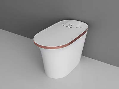 Sleek Modern White Toilet With Rose Gold Edge Trim And Smooth Compact Design 3d model