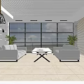 Modern Office Interior Design With White Sofas Work Desk Bookshelves Green Plants And Minimalist Decor