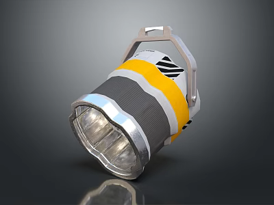 Modern Furniture Lighting Fixture With Yellow Gray Stripes And Silver Metal Frame Transparent Shade 3d model