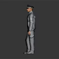 Man In Dark Professional Uniform With Cap Standing And Badge Details