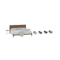 Modern Double Bed With Mattress Pillows Blanket Nightstand And Color Options
