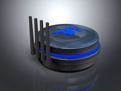 Modern Wireless Router With Blue Logo Multiple Antennas And Sleek Round Design 3d model