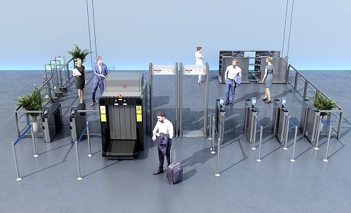 Security check machine gate 3d model