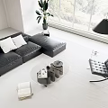 Modern Sofa Coffee Table Combination Leather Sofa Combination 3d model