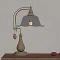 Vintage Brass Table Lamp With Glass Shade Adjustable Arm And Red Decorative Items