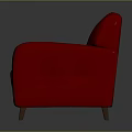 Red Sofa With Tufted Cushions Armrests And Wooden Legs For Living Room