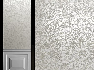 Elegant Intricate Patterned Wainscoting With Beige Textured Surface And Classic Design 3d model