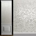 Elegant Intricate Patterned Wainscoting With Beige Textured Surface And Classic Design