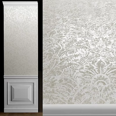 Elegant Intricate Patterned Wainscoting With Beige Textured Surface And Classic Design 3d model