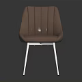 Brown Leather Leisure Chair With Vertical Striped Backrest And Metal Legs