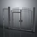 Modern Metal Entrance Gate With Double Door Spiked Top Design And Side Posts