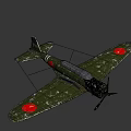 Vintage Green Fighter Plane With Red Circle Markings On Wings Front Propeller And Dark Background