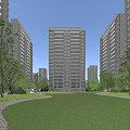 Modern High Rise Residential Building With Spacious Lawn And Lush Surrounding Trees