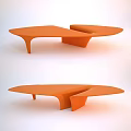 Orange Modern Coffee Table With Unique Curved Shape And Sleek Stylish Design 3d model