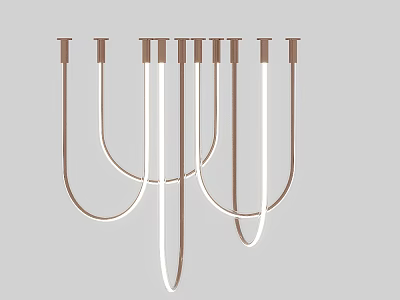 Modern Chandelier With Sleek Curved Metal Frames And White Light Elements 3d model