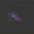 Sports Ramp With Pink Arrows And Striped Surface For Skateboard Training