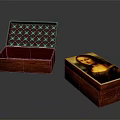 Display Cabinet Shelf Displaying Open Red Velvet Lined Box And Mona Lisa Print Box