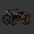 Vintage Motorcycle With Sidecar Classic Design Leather Seat And Black Wheels