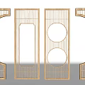 Modern Golden Metal Partition Designs With Arched Circular And Rectangular Geometric Patterns 3d model