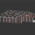 Old Red Barn With Rusted Roof Wooden Structure And HORSE Sign In Front