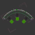Modern Curved Green Public Chairs With Small Tables And Plants In Outdoor Area