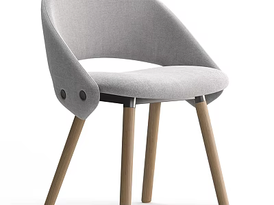 Modern Light Gray Fabric Leisure Chair With Comfortable Seat And Wooden Legs Design 3d model