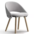 Modern Light Gray Fabric Leisure Chair With Comfortable Seat And Wooden Legs Design