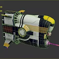 Blue White Yellow Spacecraft With 1342 214 Markings And Engine Modules Design 3d model