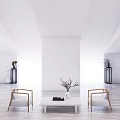Sunny Spacious White Lounge Room With Wooden Floors Minimalist Furniture And Geometric Ceiling