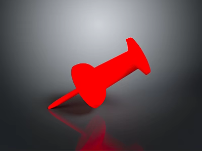 Red Push Pin Essential Daily Living Item With Shiny Reflective Surface Isolated On Gray Background 3d model