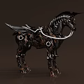 Mechanical Horse With Dark Metallic Structure Gears And Saddle 3d model