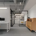 Modern Open Public Office Area With Glass Partitions Desks And Chairs