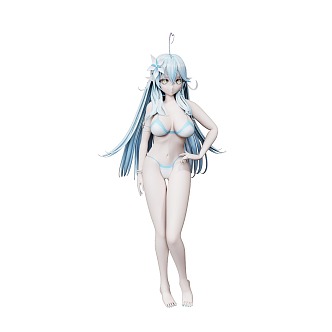 Two-dimensional bikini beautiful girl 3d model