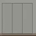 Modern Three Panel Sliding Wardrobe in Light Gray with White Wall and Wooden Floor