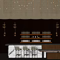 Modern Bar Interior Design With Wooden Panels Wine Racks And Hanging Lights